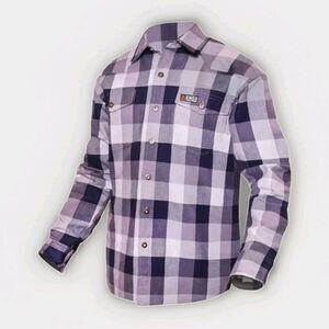 Knox FR Welding Shirt Mens 3XL Purple Navy Plaid Flannel Cotton Flame Resistant